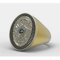 10KT Yellow Gold Finish Police Signet Style Badge Ring w/ Custom Top